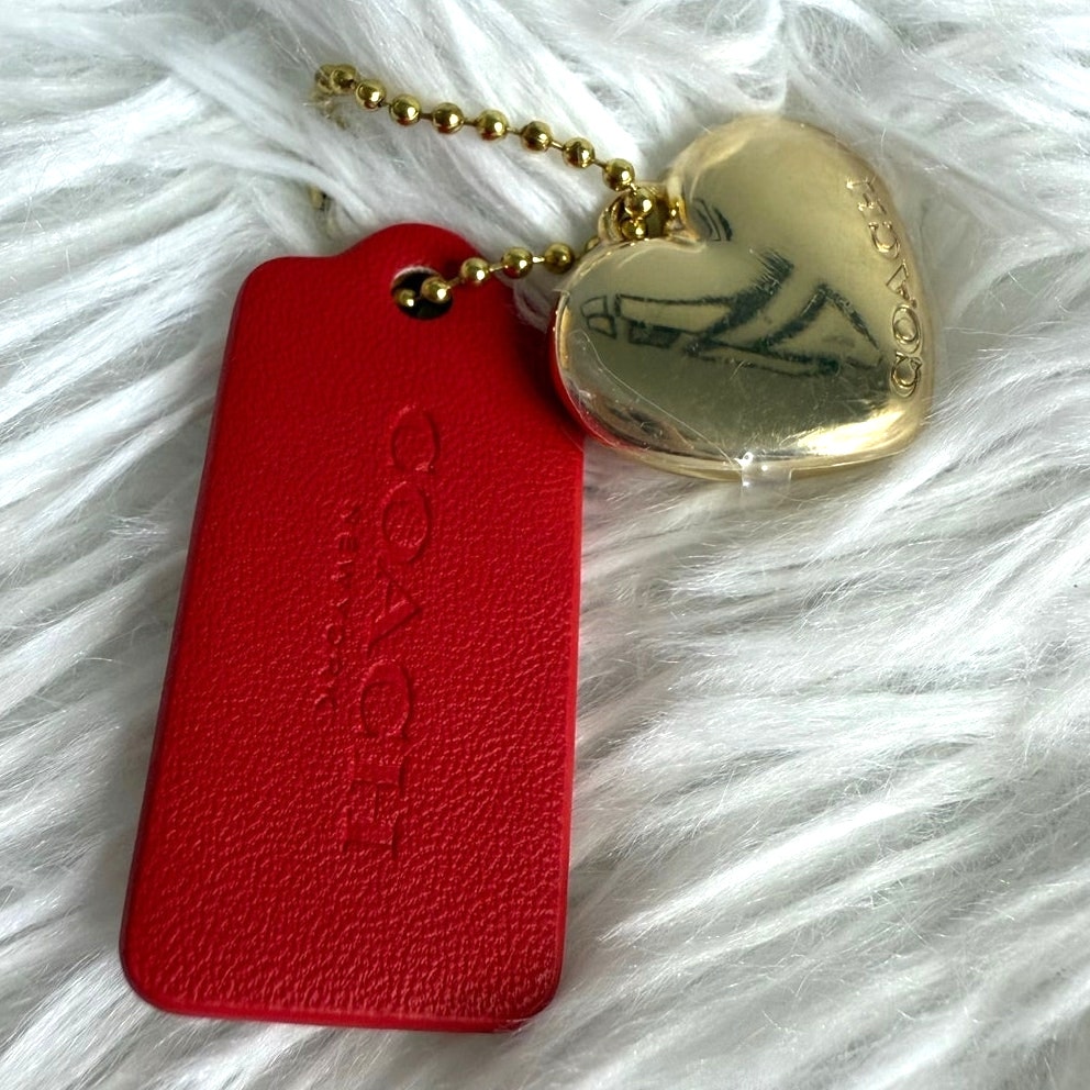 Coach Red Gold Replacement Heart Metal  Hang Tag Bag